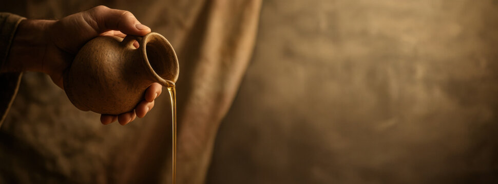 Golden Oil Flowing from an Ancient Jar