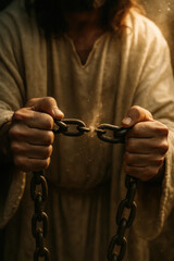 Christ Snapping Chains of Bondage with Divine Power