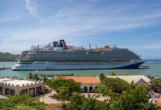 Aerial View of the Carnival Vista docked at the Amber Cove Cruise Terminal in the Dominican Republic