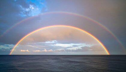 Double rainbow over a calm ocean