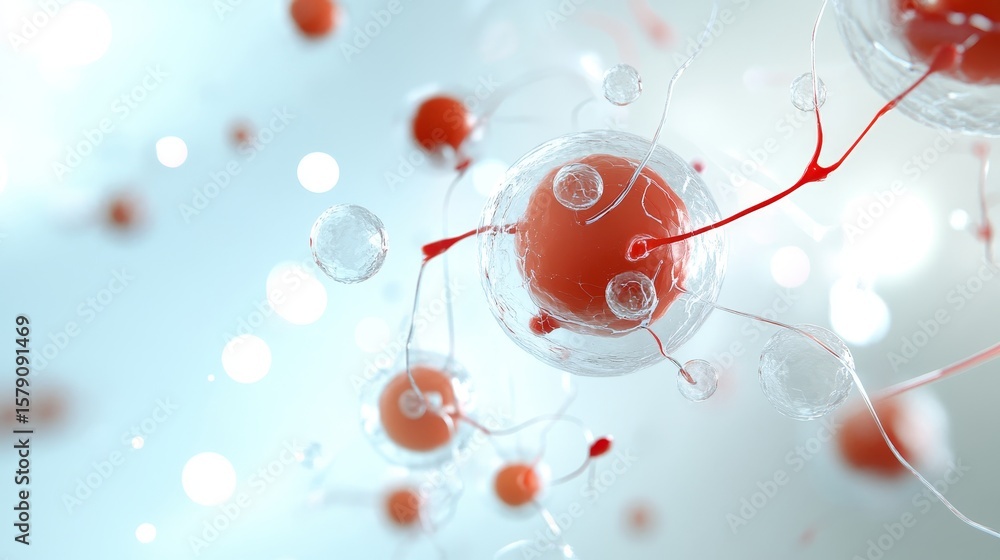 Poster microscopic cellular structures - detailed 3d of interconnected cells, showcasing intricate biologic