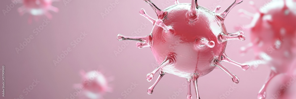 Poster microscopic virus particle - close-up view of a virus particle, showcasing its intricate structure a