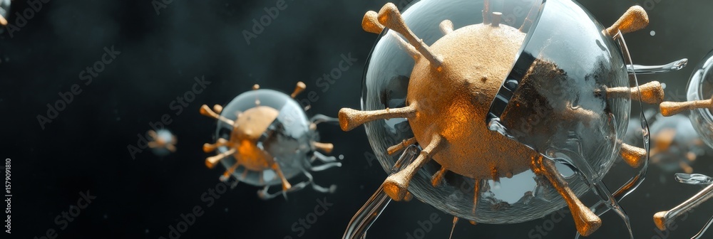 Aufkleber microscopic virus structures - detailed 3d render of viruses, showcasing intricate structures and te
