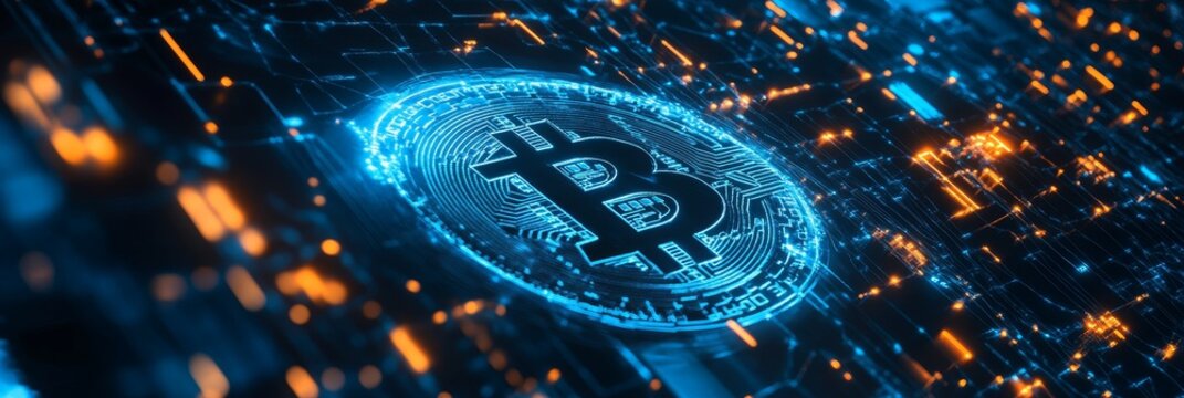 Secure Kryptographie Bitcoin Network - currency, blockchain technology, secure transactions, financial innovation, decentralized system.