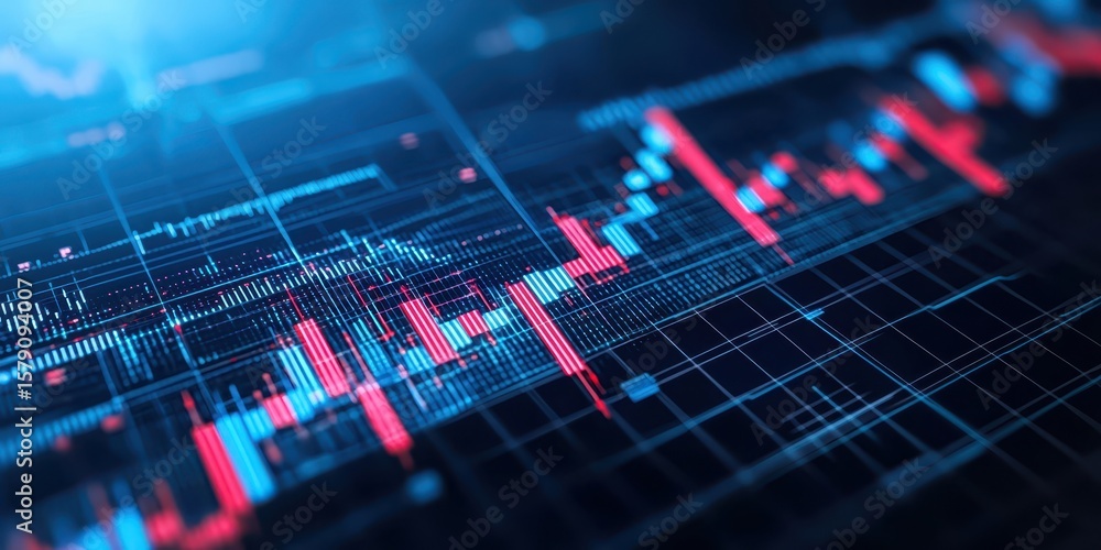 Poster economy charts data concept. digital stock market data visualized with vibrant colors and dynamic gr