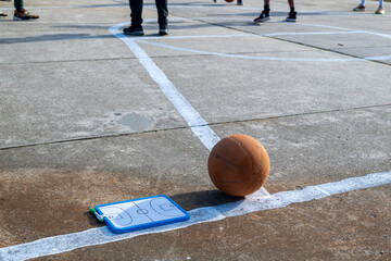 Coach game outline seen on draw board