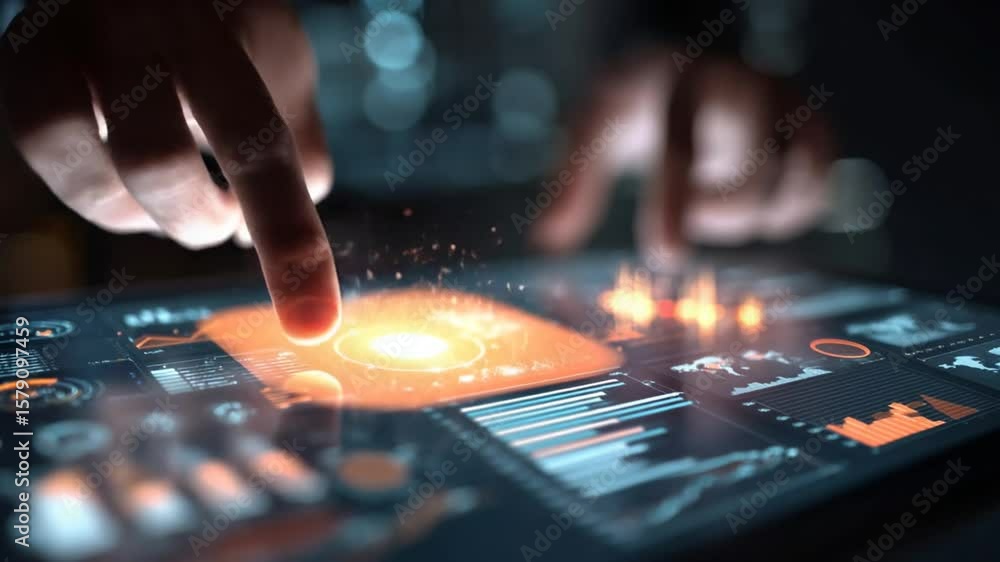 Poster digital innovation: interactive data visualization on a futuristic tablet