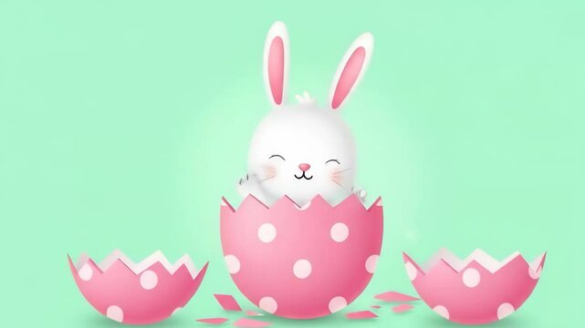 Cracked Easter Egg Polka Dots Burst on Mint Spring Holiday Fun.