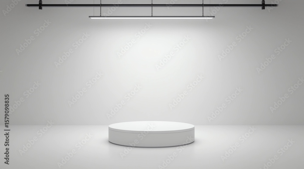 Poster empty pedestal or podium display on white room and light background with futuristic stand concept. b