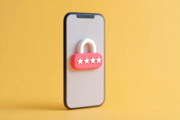 Secure mobile device with padlock symbol representing safety and protection