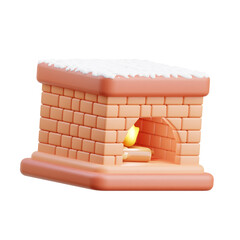 Brown and beige Fireplace 3d icon illustration