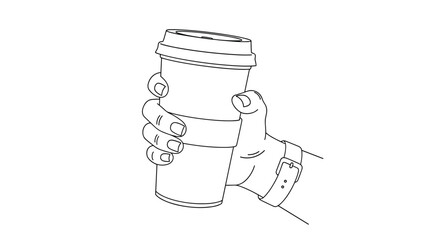 Hand holding coffee cup with protective sleeve for warmth and grip