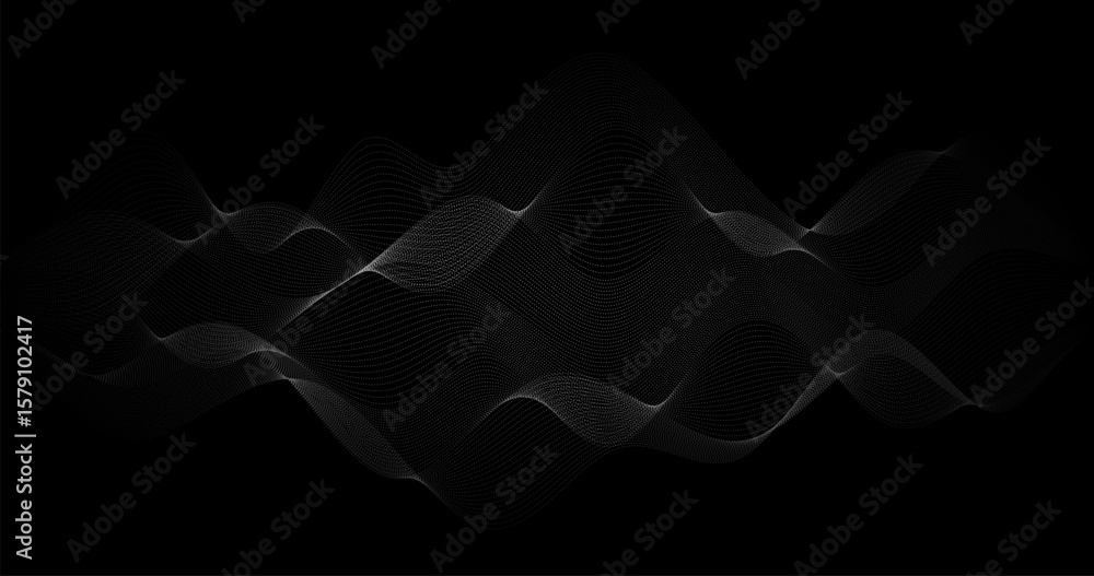 Aufkleber geography abstract wave of particles on a black background 3d grid design