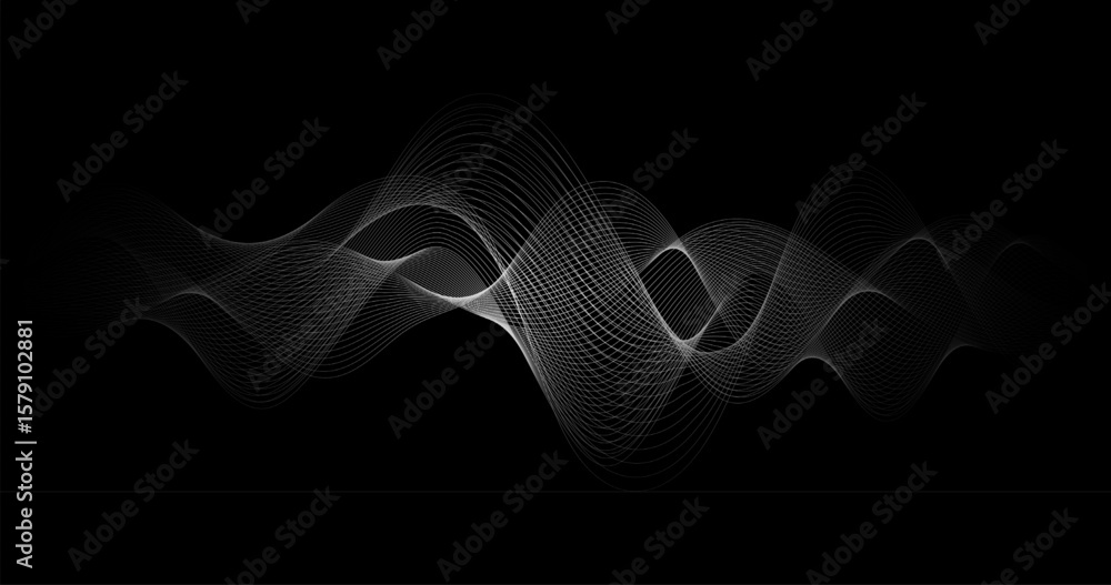 Aufkleber abstract background with horizon fading dynamic waves telecommunication audio tracks technology desi