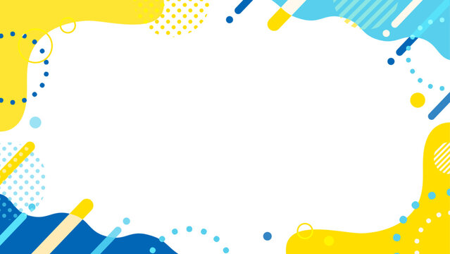 Fototapeta 青と黄色のポップ 夏のイベント バナー 背景 16:9