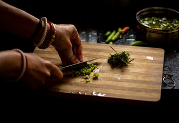 Preparing Indian food