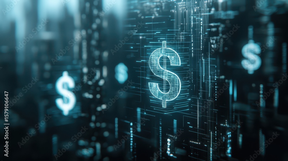 Poster economy exchange world concept. digital representation of currency symbols amidst a futuristic backg