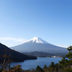 Fuji mountain and kawaguchiko lake in Japan