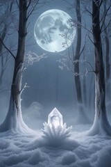 winter landscape with moon