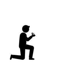 Marry Me: A minimalistic silhouette of a person kneeling down, extending a ring, against a clean backdrop. A representation of love, commitment, and new beginnings.