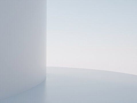 Minimalist abstract light blue curved walls background - Powered by Adobe