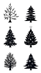 Fototapeta premium モノクロのクリスマスツリーたち