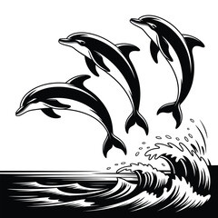 Naklejka premium dolphin logo design vector silhouette illustration, dolphin logo icon silhouette,