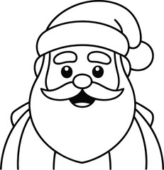 santa claus character merry christmas thick line vector illustration design