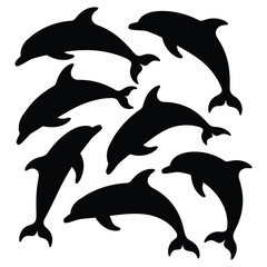 Naklejka premium Black and White Dolphin Illustration