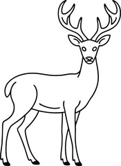 deer animal cartoon icon over white background, line style, vector illustration