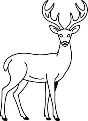 deer animal cartoon icon over white background, line style, vector illustration