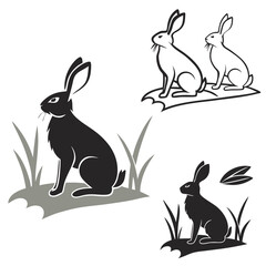 Fototapeta premium black rabbit silhouette