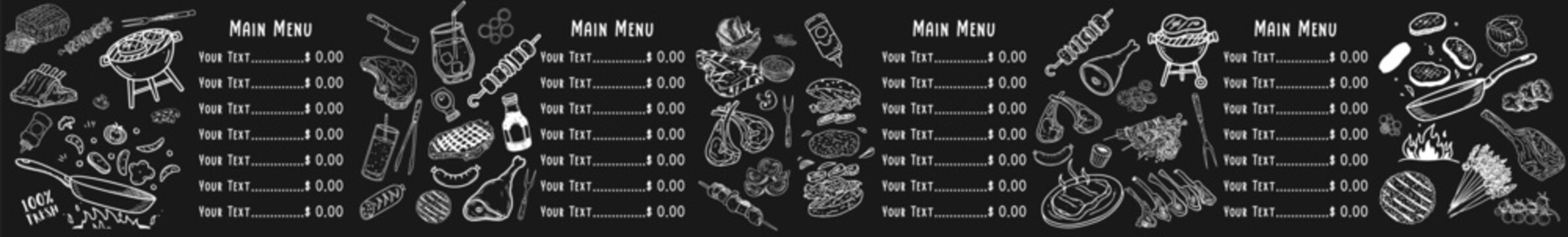 A hand-drawn chalkboard menu designed specifically for a vintage restaurant menu.