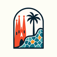 Barcelona Icon Logo Flat Design
