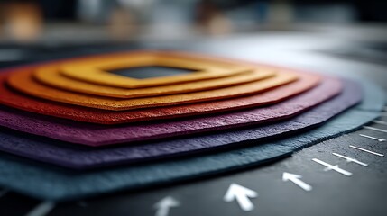 Obraz premium Leadership Development Framework, Business Culture Visualization, Internal Strategy Model, Purpose-Driven Planning, Organizational Dna Concept | A Clean Top-Down Image Showing A Layered Stack Of Val