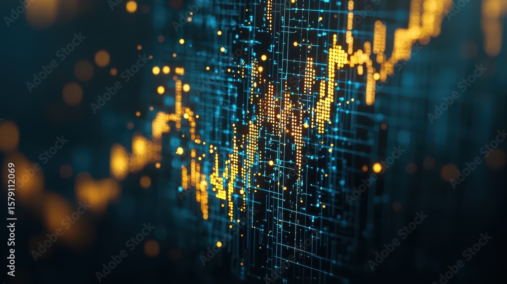 Poster economy exchange world concept. abstract digital data visualization with glowing lines and dots.