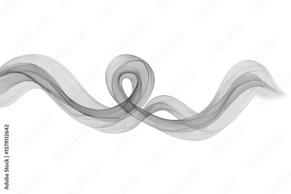 Poster abstract white wavy lines flowing on transparent background, creating a sense of elegance and moveme