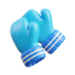 blue and white Winter Gloves 3d icon illustration
