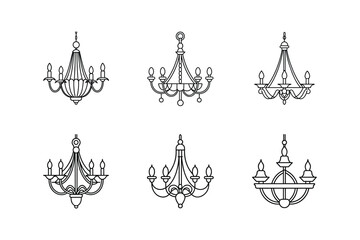 chandelier icon line art vector illustration