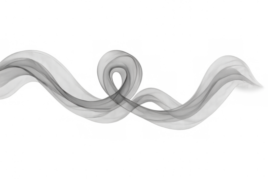 Abstract white wavy lines flowing on transparent background, creating a sense of elegance and movement