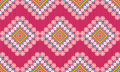 Seamless fabric pattern, triangles and rhombus lined up in rows to form a beautiful overlapping triangle shape, abstract geometric background, pink