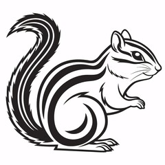 Stylized graphic illustration of a chipmunk with black stripes rodent animal