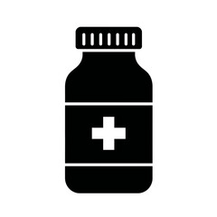 Obraz premium Pill Bottle Icon: A simple, yet powerful graphic of a pill bottle, emblem of healthcare. The iconic cross emblem serves as a potent symbol of the industry.