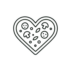 Obraz premium Heart shaped pizza design with mushroom and pepperoni toppings, ideal for food related graphics and icon use.