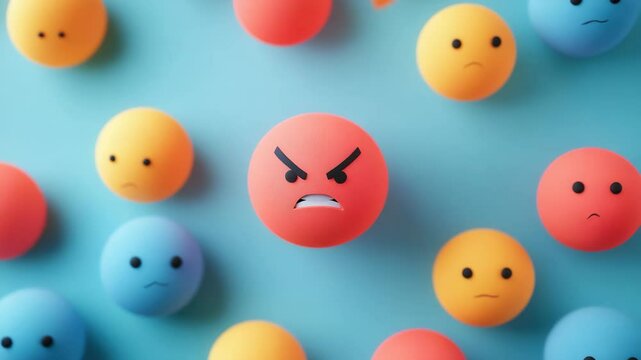 Smiling Easter eggs with happy faces on a colorful blue background