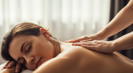 Obraz premium Relaxing Back Massage for Woman at Spa
