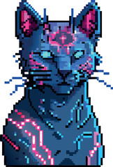 pixel vector art of cyberpunk cat avatar