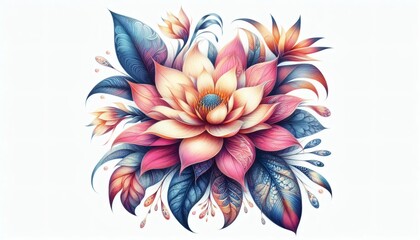 fantastic flower white background exotic fantasy unique vibrant bloom mystic surreal