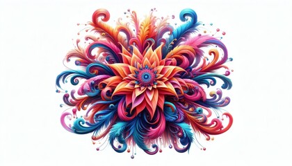 fantastic flower white background exotic fantasy unique vibrant bloom mystic surreal