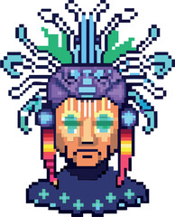 pixel vector art of digital shaman avatar